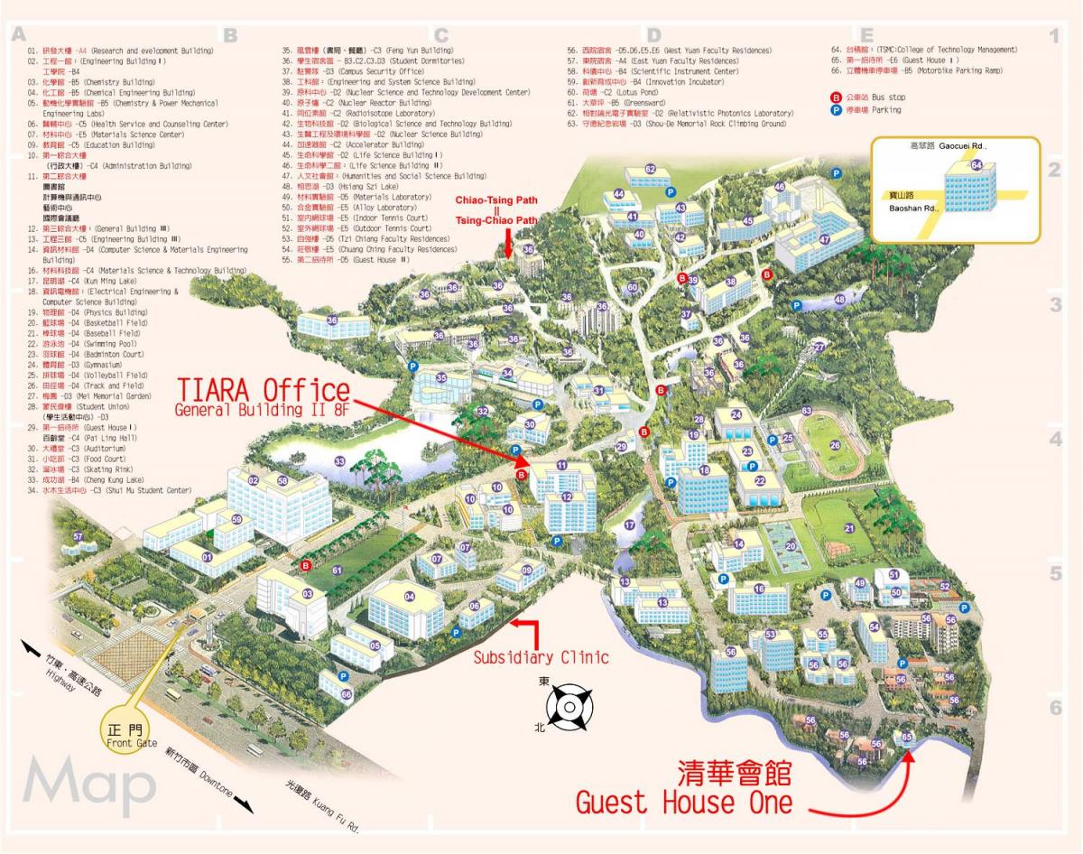 карта кампуса Университета Цинхуа 